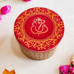 Gold/red Iron Pichwai printed box