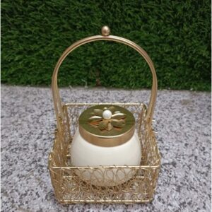 Square Metal Wire Basket With Jars