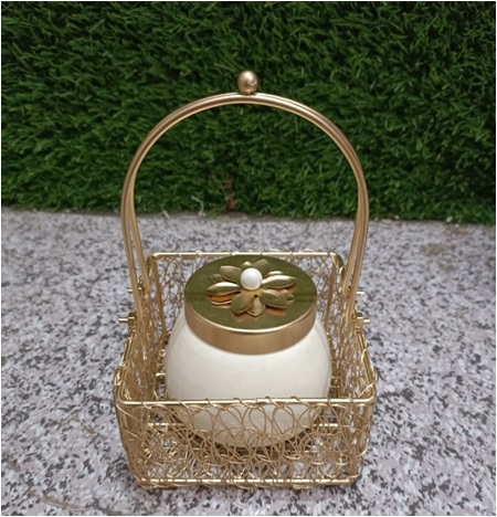 Iron Square Metal Wire Basket With Jars by rayan international