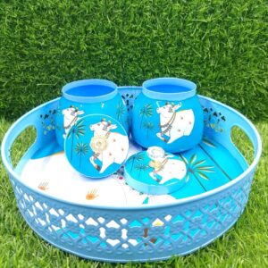 Pichwai Tray with Two Airtight Jars