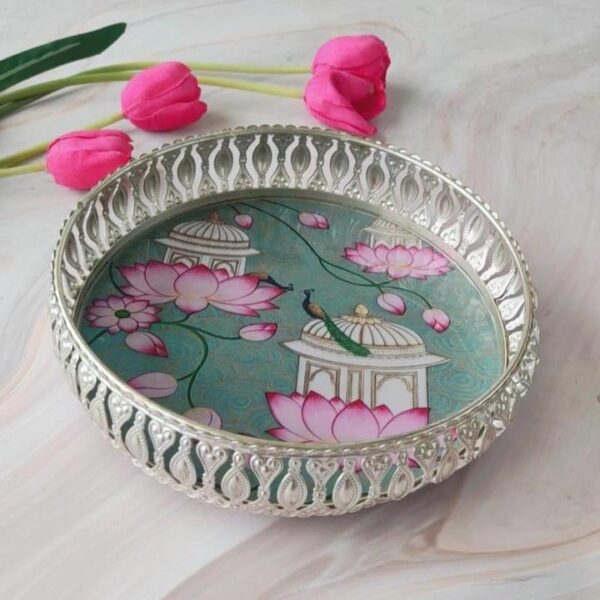 Pichwai Tray With Pichwai Jar - Image 2