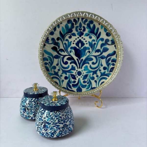 Tray and Dry Fruit Jars Set by Rayan International