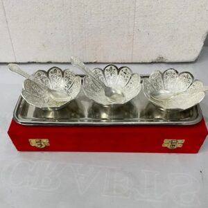 Silver Plated Bowl Set With Tary And Spoon