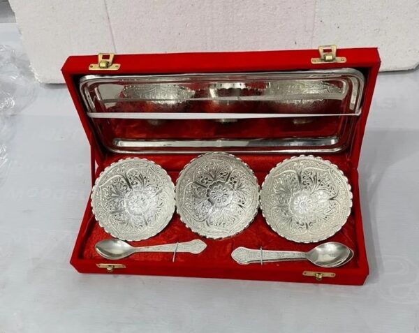Silver Plated Bowl Set With Tary And Spoon - Image 3