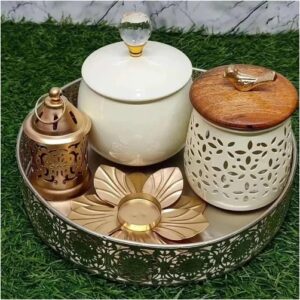 Iron Golden Metal Wedding Gift Tray,