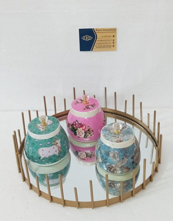Metal Gifting Jar Pichwai Printed