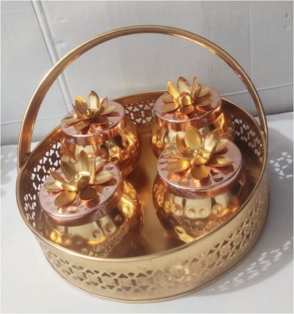Dry Fruit Serving Set, Nuts Box Container with Lid, Dry Fruit Box/Jar for Table (Set of 4)