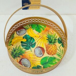 Metal Gifting Pichwai Printed Tray For Wedding Gifts