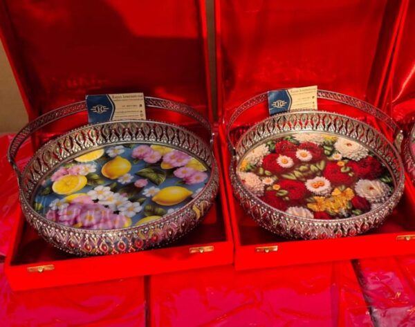 Silver Metal Iron Wedding Gifts Tray Items With Box