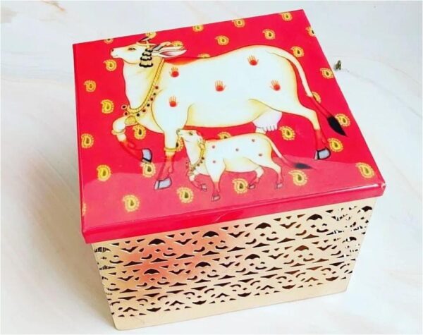 Pichwahi Cow Metal Storage Multipurpose Gifting Box - Unique Metal Container