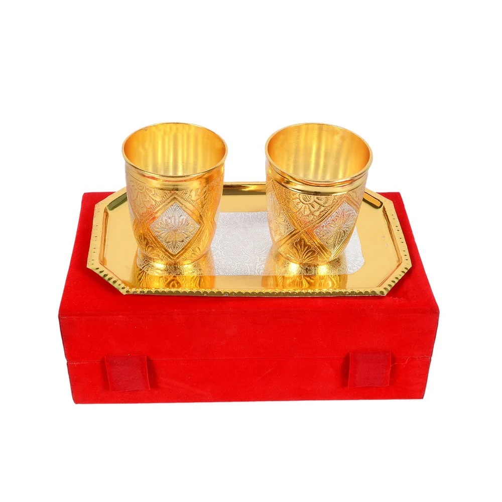 Brass Glass Set with Tray BY RAYAN INTERNATIONAL