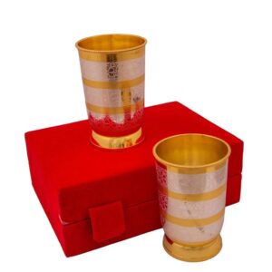 Gold Plated Brass Glass with Plate
