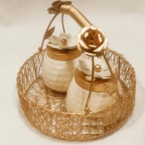 Round Iron basket with jar, For Home