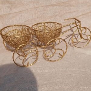 Gold plated mesh wired rickshaw