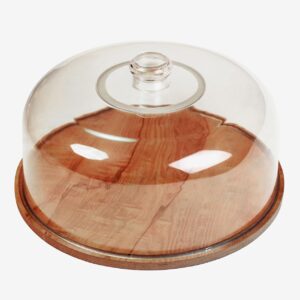 Wooden Cake Stand with Acrylic Dome