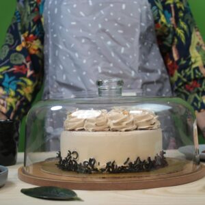 Wooden Cake Stand with Acrylic Dome