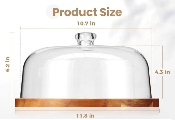 Wooden Cake Stand with Acrylic Dome - Image 3