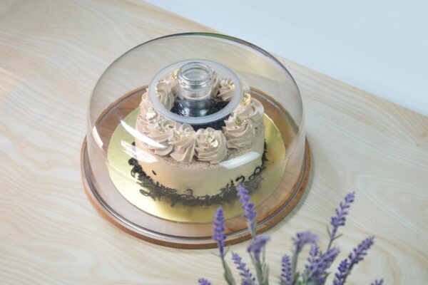 Wooden Cake Stand with Acrylic Dome - Image 4